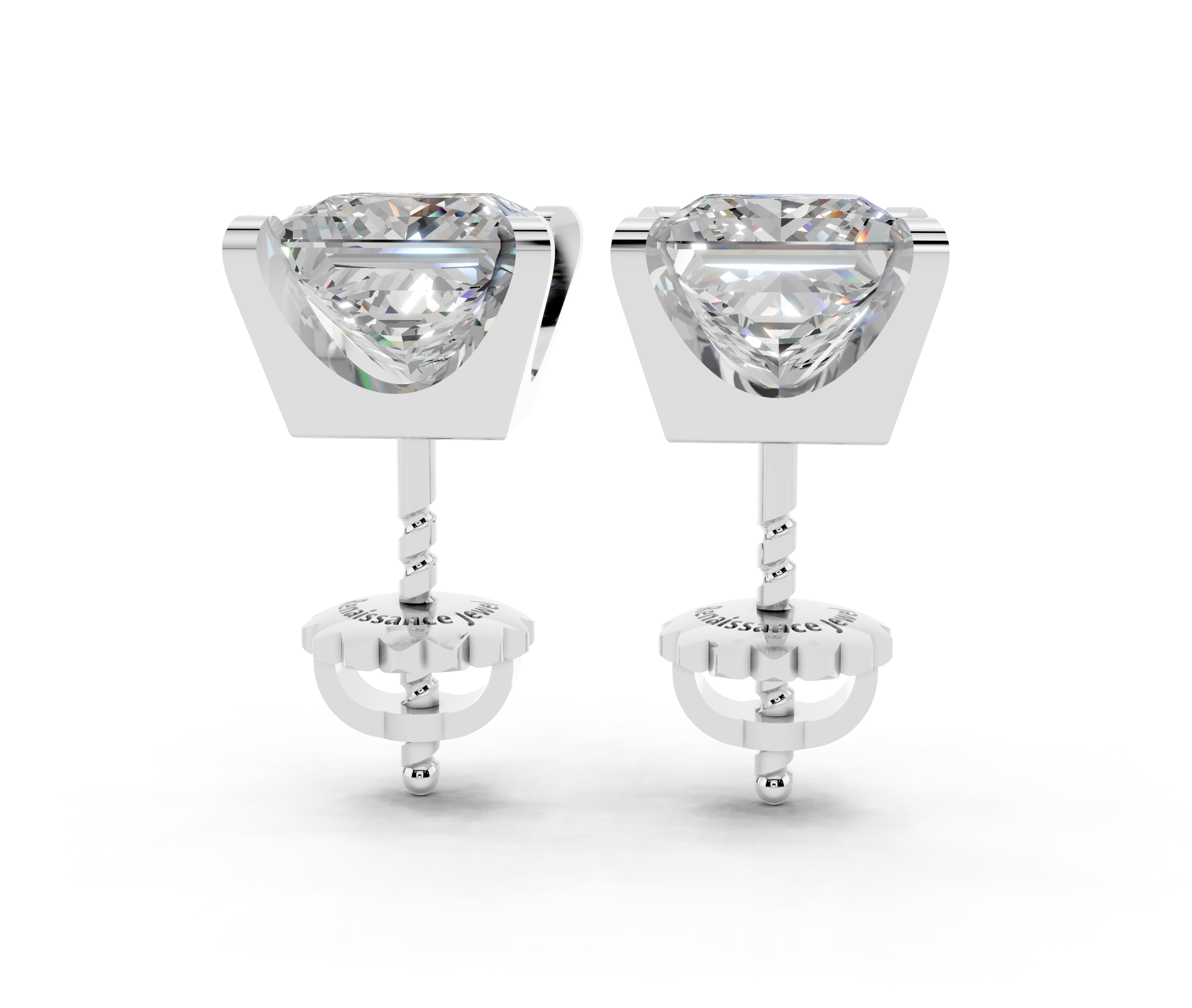 Silver Princess Brilliant Diamond Stud Earrings 2