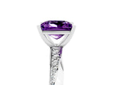 Silver Princess Cut Amethyst Engagement Ring with Side Stone Accents and Four-Prong Setting_17