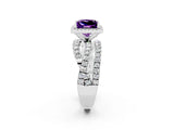 Silver Princess Cut Amethyst Halo Ring with Round Split Shank and Prong Setting_68