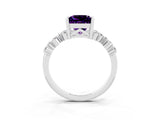 Silver Princess Cut Amethyst Scattered Round Accent Ring with Prong Setting_33