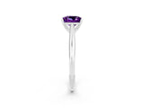 Silver Princess Cut Amethyst Solitaire Engagement Ring with Cathedral Setting and Four-Prong Mount_2