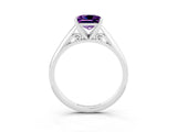Silver Princess Cut Amethyst Solitaire Engagement Ring with Cathedral Setting and Four-Prong Mount_3