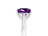 Silver Princess Cut Amethyst Solitaire Engagement Ring with Cathedral Setting and Four-Prong Mount_5