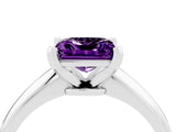 Silver Princess Cut Amethyst Solitaire Engagement Ring with Classic Band and Four-Prong Setting_16