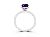 Silver Princess Cut Amethyst Solitaire Ring with Thin Band and Prong Setting_45