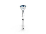 Silver Princess Cut Aquamarine Engagement Ring with Side Stone Accents and Four-Prong Setting_14