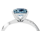 Silver Princess Cut Aquamarine Engagement Ring with Side Stone Accents and Four-Prong Setting_16