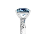 Silver Princess Cut Aquamarine Engagement Ring with Side Stone Accents and Four-Prong Setting_17