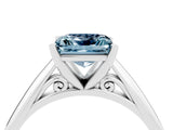 Silver Princess Cut Aquamarine Solitaire Engagement Ring with Cathedral Setting and Four-Prong Mount_10