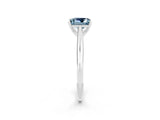 Silver Princess Cut Aquamarine Solitaire Engagement Ring with Cathedral Setting and Four-Prong Mount_2