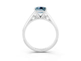 Silver Princess Cut Aquamarine Solitaire Engagement Ring with Cathedral Setting and Four-Prong Mount_3