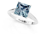 Silver Princess Cut Aquamarine Solitaire Engagement Ring with Cathedral Setting and Four-Prong Mount_7