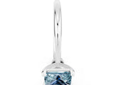 Silver Princess Cut Aquamarine Solitaire Engagement Ring with Classic Band and Four-Prong Setting_12