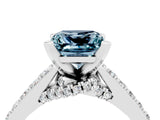 Silver Princess Cut Aquamarine Solitaire Ring with Crossover Gallery and Round  Pavé Band_47