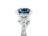 Silver Princess Cut Aquamarine Solitaire Ring with Crossover Gallery and Round  Pavé Band_48