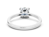 Silver Princess Cut Aquamarine Solitaire Ring with Flower Prong Setting and Classic Band