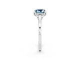 Silver Princess Cut Aquamarine Solitaire Ring with Flower Prong Setting and Classic Band_2