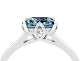 Silver Princess Cut Aquamarine Solitaire Ring with Flower Prong Setting and Classic Band_4
