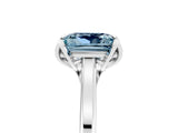 Silver Princess Cut Aquamarine Solitaire Ring with Flower Prong Setting and Classic Band_5