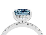 Silver Princess Cut Aquamarine Solitaire Ring with Round  Pavé Band and Four-Prong Setting_40