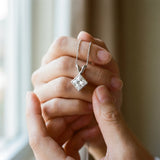 Silver Princess Cut Bezel Set Pendant_14