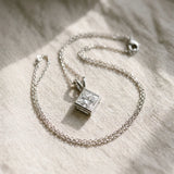 Silver Princess Cut Bezel Set Pendant_15