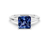 Silver Princess Cut Blue Sapphire Solitaire Engagement Ring with Cathedral Setting and Four-Prong Mount_12