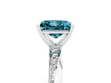 Silver Princess Cut Blue Topaz Engagement Ring with Side Stone Accents and Four-Prong Setting_29