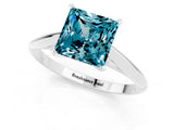 Silver Princess Cut Blue Topaz Solitaire Engagement Ring with Cathedral Setting and Four-Prong Mount_1