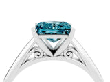 Silver Princess Cut Blue Topaz Solitaire Engagement Ring with Cathedral Setting and Four-Prong Mount_4
