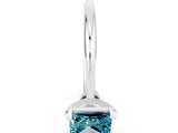 Silver Princess Cut Blue Topaz Solitaire Engagement Ring with Classic Band and Four-Prong Setting_12