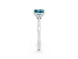Silver Princess Cut Blue Topaz Solitaire Engagement Ring with Classic Band and Four-Prong Setting_14