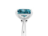 Silver Princess Cut Blue Topaz Solitaire Engagement Ring with Classic Band and Four-Prong Setting_17