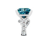 Silver Princess Cut Blue Topaz Solitaire Ring with Crossover Gallery and Round  Pavé Band_53
