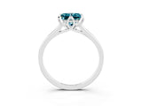 Silver Princess Cut Blue Topaz Solitaire Ring with Flower Prong Setting and Classic Band_3