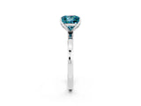 Silver Princess Cut Blue Topaz Solitaire Ring with Thin Band and Prong Setting_44