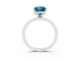 Silver Princess Cut Blue Topaz Solitaire Ring with Thin Band and Prong Setting_45