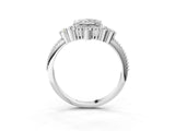 Silver Princess Cut Brilliant Diamond with Cluster Setting on a Beaded Band and Four-Prong Setting_10
