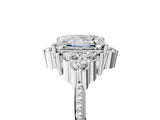 Silver Princess Cut Brilliant Diamond with Cluster Setting on a Beaded Band and Four-Prong Setting_12
