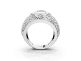 Silver Princess Cut Brilliant Halo Pave Diamond Milgrain Ring_16