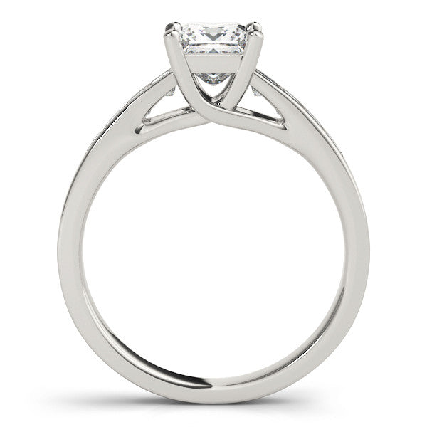 Silver Princess Cut Channel Set Diamond Engagement Ring with Four-Prong Setting 1