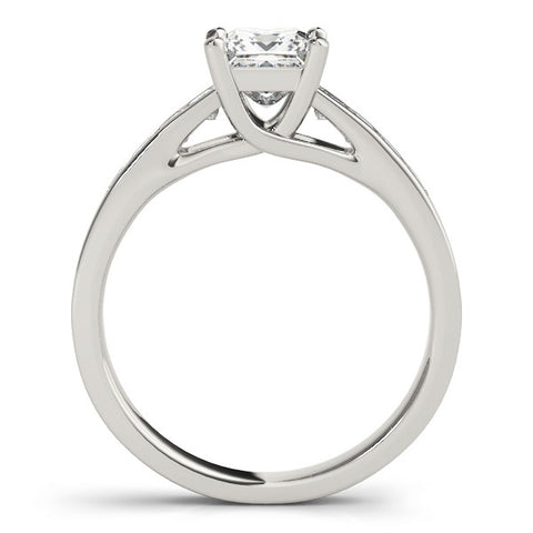 Silver Princess Cut Channel Set Diamond Engagement Ring with Four-Prong Setting 1