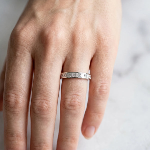 Platinum Princess Cut Channel Set Diamond Eternity Band