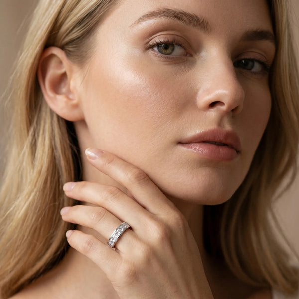 Platinum Princess Cut Channel Set Diamond Eternity Band
