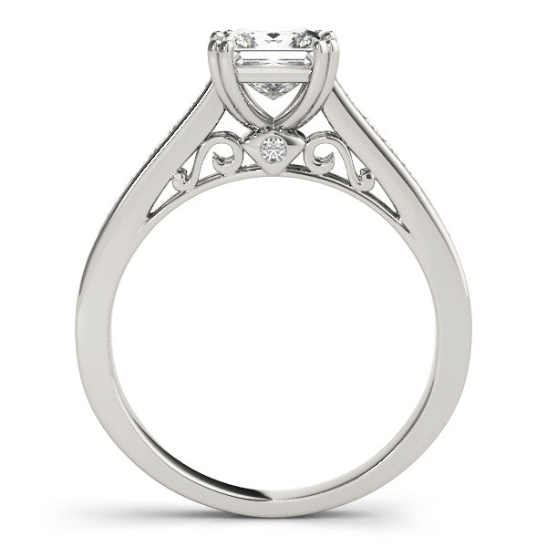 Silver Princess Cut Channel Set Solitaire Engagement Ring with Prong Setting 1