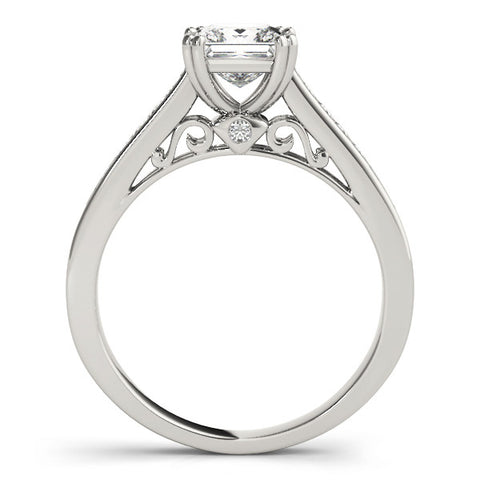 Silver Princess Cut Channel Set Solitaire Engagement Ring with Prong Setting 1