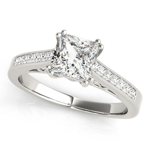 Silver Princess Cut Channel Set Solitaire Engagement Ring with Prong Setting 2