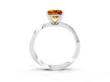 Silver Princess Cut Citrine Engagement Ring with Side Stone Accents and Four-Prong Setting_15
