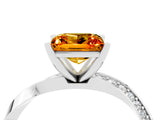 Silver Princess Cut Citrine Engagement Ring with Side Stone Accents and Four-Prong Setting_16