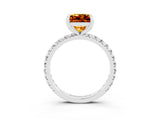 Silver Princess Cut Citrine Pavé Solitaire Ring with Round Band and Prong Setting_45